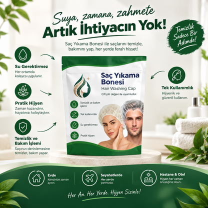 Su Gerektirmeyen Saç Yıkama Bonesi